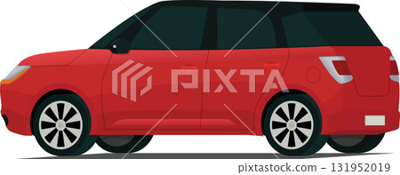 Modern family hatchback angled rear view 131952019