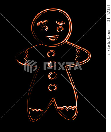 Vector isolated illustration of Christmas cookie man with neon effect. Vector isolated illustration of Christmas cookie man with neon effect. 131952331