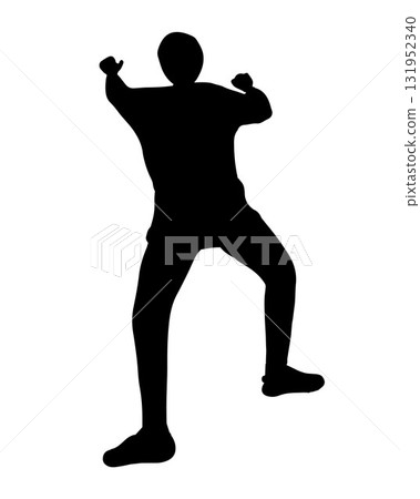 Vector isolated illustration of a man on a climbing wall. Silhouette of a person on a climbing wall. Training for climbers. Bouldering. 131952340