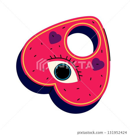 Spirit or ouija board pointer. Vector planchette for occult seances, spirit communication, ghost contact. Element for esoteric ritual or prophecy, spiritualism. Medium and psychic symbol. Paranormal. 131952424