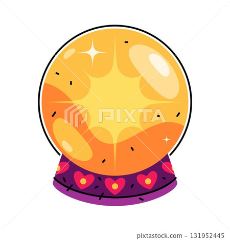Magic crystal ball or mystical sphere, fate bullet. Vector spherical orb for fortune telling ritual, clairvoyance or foresight, occult rite and enchantment, psychic prediction, destiny vision. Wizard. 131952445