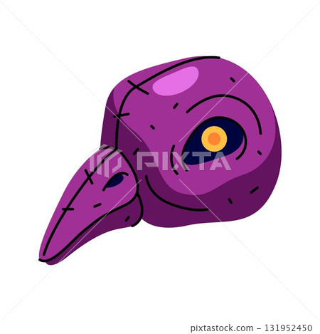 Vector scary bird skull or avian animal bone head. Halloween mask or crow, raven artifact. Gothic anatomy and archeology, ornithology and taxidermy, witchcraft. Halloween scary fossil. Mysterious. Vector scary bird skull or avian animal bone head. Halloween mask or crow, raven artifact. Gothic anatomy and archeology, ornithology and taxidermy, witchcraft. Halloween scary fossil. Mysterious. 131952450