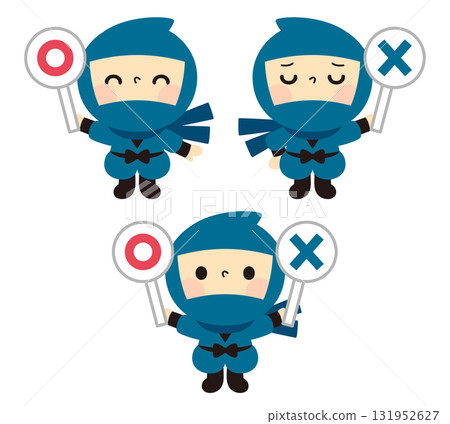 忍者舉著圓形標誌 131952627