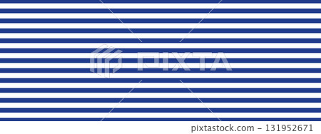 Blue and white striped wallpaper. Horizontal sailor lines, bands, strokes create seamless nautical texture with paint effect. Marine uniform design backdrop template. 131952671