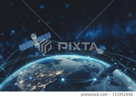 Space development and satellite communication network image Space development and satellite communication network image 131952698
