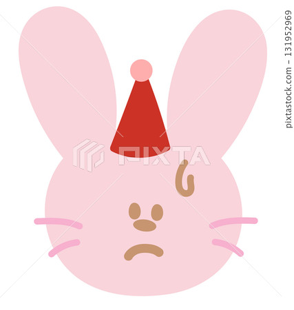 Illustration of pink bunny confused expression for cartoon characters, comic, pet shop, vet, emoji, mood, emotion, emotion, feeling, rabbit icon, animal, happy easter, zoo, souvenir shop, brooch, pin 131952969