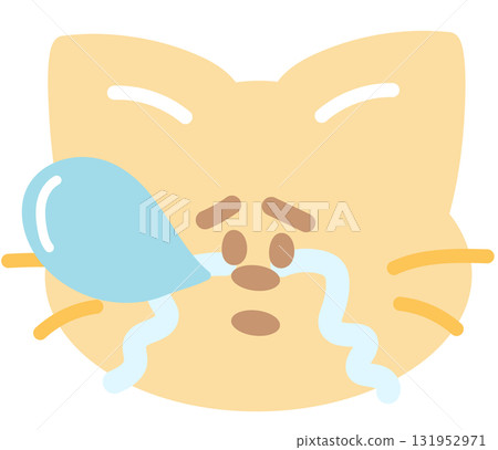 Illustration of cat crying expression for cartoon characters, comic, pet shop, vet, emoji, mood, emotion, emotion, feeling, adopt and rescue animal, sticker, cat icon, kitten face shape, foster home 131952971