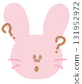 Illustration of pink bunny confused expression for cartoon characters, comic, pet shop, vet, emoji, mood, emotion, emotion, feeling, rabbit icon, animal, happy easter, zoo, souvenir shop, brooch, pin 131952972