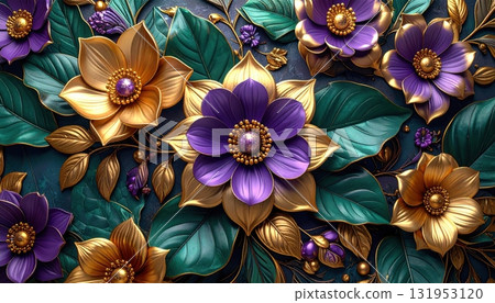 Abstract seamless floral pattern background illustration with pink and purple spring flowers Abstract seamless floral pattern background illustration with pink and purple spring flowers 131953120