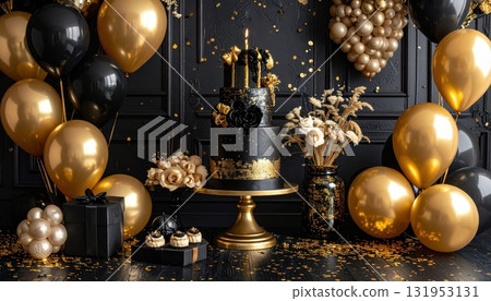 Golden Christmas decorations of a ball ornament and a golden egg reflecting the warm light of a candle on a dark winter night Golden Christmas decorations of a ball ornament and a golden egg reflecting the warm light of a candle on a dark winter night 131953131