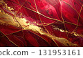 A bright red autumn leaves pattern with a digital fractal design makes a perfect holiday card background 131953161