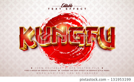 Chinese Kungfu 3D Text Effect Design Editable Vector Graphic Style with Shadow and Red Golden Typography Lettering on Abstract Asian Traditional Pattern Background. Premium Scalable Illustration Chinese Kungfu 3D Text Effect Design Editable Vector Graphic Style with Shadow and Red Golden Typography Lettering on Abstract Asian Traditional Pattern Background. Premium Scalable Illustration 131953199