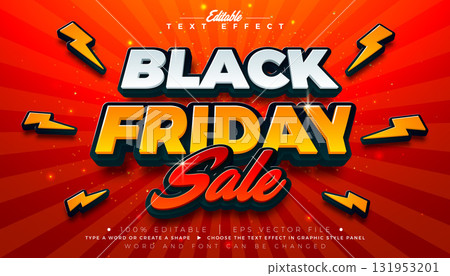 Black Friday Sale Editable Text Effect Design Vector Graphic Style with Shadow and Colorful 3D Typography Lettering on Red Background. Premium Scalable Shopping Day Illustration Template for Black Friday Sale Editable Text Effect Design Vector Graphic Style with Shadow and Colorful 3D Typography Lettering on Red Background. Premium Scalable Shopping Day Illustration Template for 131953201