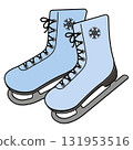 An isolated pair of winter sports shoes for doodle-style speed skating competitions 131953516