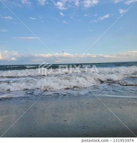 White waves and autumn sky White waves and autumn sky 131953974
