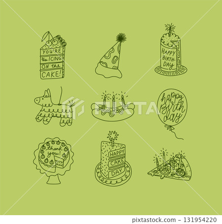 Birthday party elements green 131954220