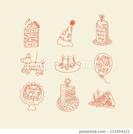 Birthday party elements orange 131954221