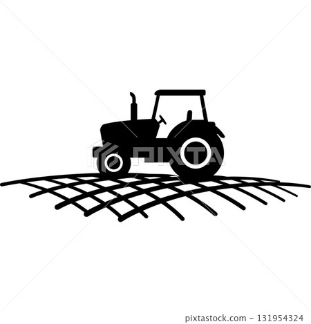 tractor with field outline icon tractor with field outline icon 131954324