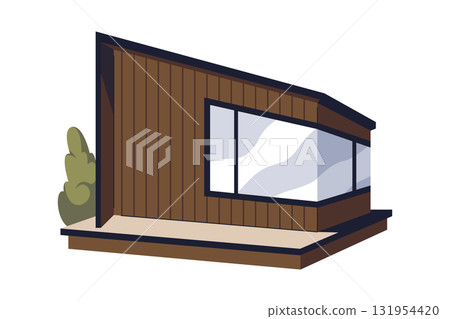 Modular building or portable apartment. Vector mobile structure for living. Innovation technology for development and construction. Contemporary architecture and modularity. Eco housing. Accommodation 131954420