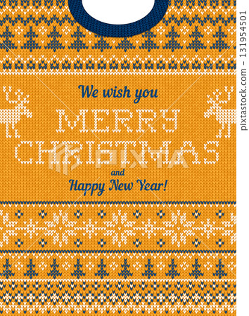 Merry Christmas Knitted Sweater Design Cozy Holiday Pattern 131954501