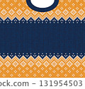 Cozy Knitted Christmas Border with Snowflakes 131954503