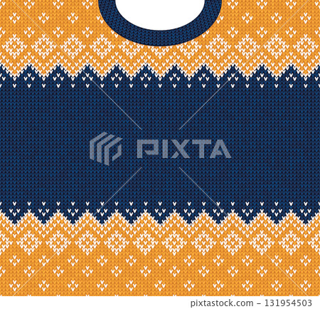 Cozy Knitted Christmas Border with Snowflakes 131954503