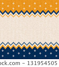 Cozy Knitted Christmas Border with Snowflakes and Scaninavian Ornaments. 131954505