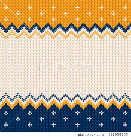 Cozy Knitted Christmas Border with Snowflakes and Scaninavian Ornaments. 131954505