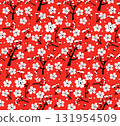 Seamless Sakura Cherry Blossom Seamless Pattern 131954509