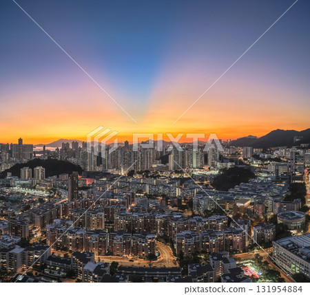 Oct 3 2025 Twilight Skyline View Over Kowloon, Hong Kong 131954884