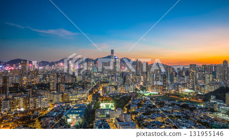 Oct 3 2025 Twilight Skyline View Over Kowloon, Hong Kong 131955146