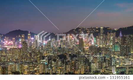 Oct 3 2025 Twilight View of Hong Kong Skyline from Kowloon Oct 3 2025 Twilight View of Hong Kong Skyline from Kowloon 131955161