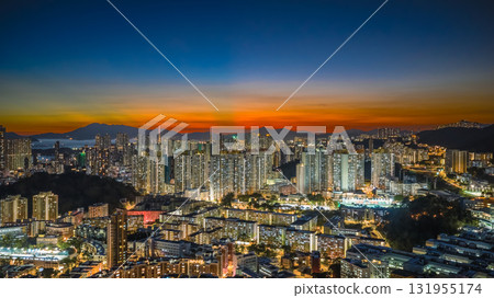 Oct 3 2025 Twilight Skyline View Over Kowloon, Hong Kong Oct 3 2025 Twilight Skyline View Over Kowloon, Hong Kong 131955174