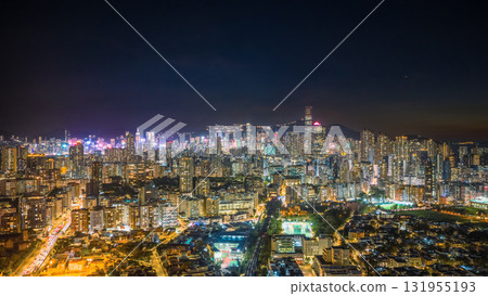 Oct 3 2025 Kowloon Night Lights and Urban Cityscape View 131955193