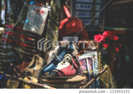 Sept 27 2025 Colorful Street Market Shoes Display With Bags and Cozy 131955231