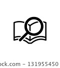 簡單的放大鏡和書本圖標 131955450