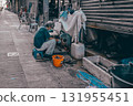 Sept 27 2025 Urban Street Carpenter At Work On Sidewalk With Tools 131955451