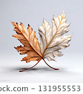 an AI Image Generator, Elegant Copper Maple Leaf Sculpture With Cream Highlights 131955553