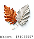 an AI Image Generator, Elegant Copper Maple Leaf Sculpture With Cream Highlights 131955557