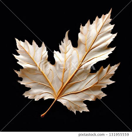an AI Image Generator, Elegant Copper Maple Leaf Sculpture With Cream Highlights 131955559