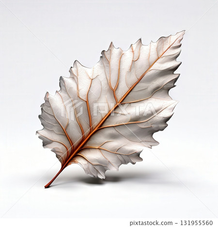 an AI Image Generator, Elegant Copper Maple Leaf Sculpture With Cream Highlights 131955560