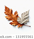 an AI Image Generator, Elegant Copper Maple Leaf Sculpture With Cream Highlights 131955561