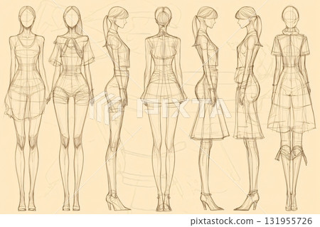 Fashion designer is using a pencil to sketch...-插圖素材 [131955726] - PIXTA圖庫