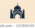 Detailed logo of a mosque, symbolizing Islamic architecture and culture, perfect for travel and spirituality projects 131956339