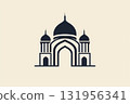 Simplistic mosque logo embodying Islamic architecture and culture, versatile for various uses 131956341
