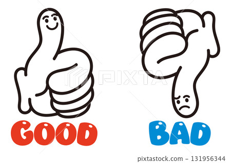 Good Bad Hand Icon Illustration 131956344