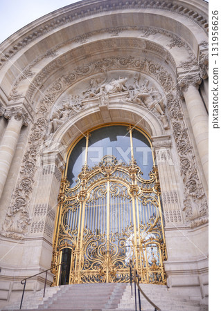 Ornate golden entrance of Paris building  131956626