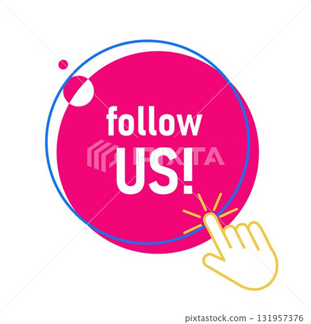 Round button with Follow Us text Round button with Follow Us text 131957376