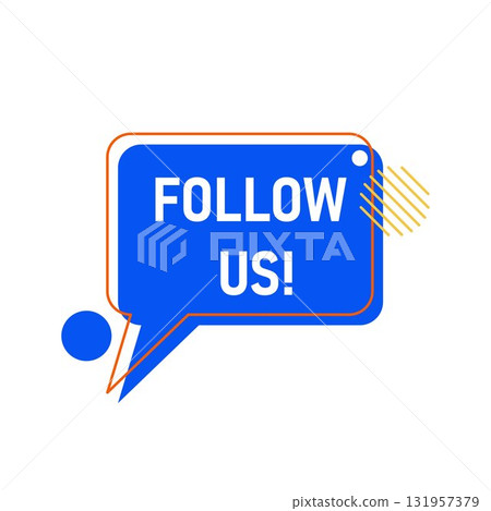Modern blue button with text Follow Us 131957379