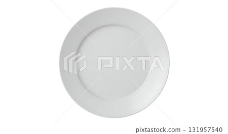 Elegant white dinner plate ready for a culinary masterpiece, perfect for modern dining experiences and professional food photography. 131957540